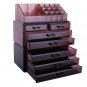 SF-1122-7 3Pcs/Set Plastic Cosmetics Storage Rack Transparent 5 Large & 2 Small Drawers Coffee