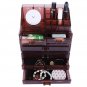 SF-1122-7 3Pcs/Set Plastic Cosmetics Storage Rack Transparent 5 Large & 2 Small Drawers Coffee