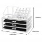 Home Use Space-saving Rectangular Compartments & 3-Layer Drawers Integrated Plastic Makeup Case Tran