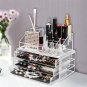 Home Use Space-saving Rectangular Compartments & 3-Layer Drawers Integrated Plastic Makeup Case Tran