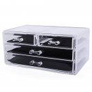 SF-1005-2 Plastic Cosmetics Storage Rack 2 Small Drawers and 2 Larger Drawers Transparent
