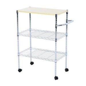 3-Tier Rolling Kitchen Trolley Cart Steel Island