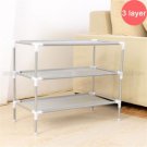 Simple Assembly 3 Tiers Non-woven Fabric Shoe Rack