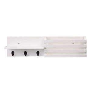 Wall Shelf and Mail Holder with 3 Hooks, 24-Inch