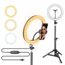 Kshioe 10-inch Ring Light (with PTZ Clip) 50cm Small Floor Lamp Stand Set