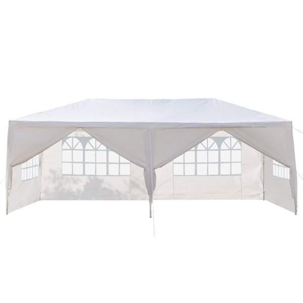 3 x 6m Six Sides Two Doors Waterproof Tent with Spiral Tubes White