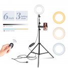 Kshioe 6-inch Ring Light Mountain Clip, One-Word Clip 2m Light Stand Bluetooth Set