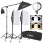 Kshioe 135W Photo Studio Photography 3 SoftBox LED Light Stand Continuous Lighting Kit Diffuse