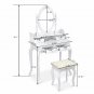 Modern Concise 4-Drawer 360-Degree Rotation Removable Mirror Dresser White
