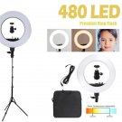Kshioe 18" LED Ring Lights and 2m Light Stands US Standard Silver