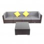 5 Pieces Patio PE Wicker Rattan Corner Sofa Set