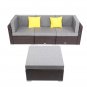 4 Pieces Patio PE Wicker Rattan Corner Sofa
