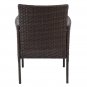 3 PCS PE Rattan Wicker Chairs Set Cushion with Table Outdoor Garden Furniture (Brown)