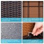3 PCS PE Rattan Wicker Chairs Set Cushion with Table Outdoor Garden Furniture (Brown)