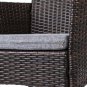 3 PCS PE Rattan Wicker Chairs Set Cushion with Table Outdoor Garden Furniture (Brown)
