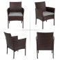 3 PCS PE Rattan Wicker Chairs Set Cushion with Table Outdoor Garden Furniture (Brown)