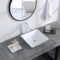 Bathroom Above Counter Square Ceramic Vessel Vanity Sink Art Basin - White Porcelain
