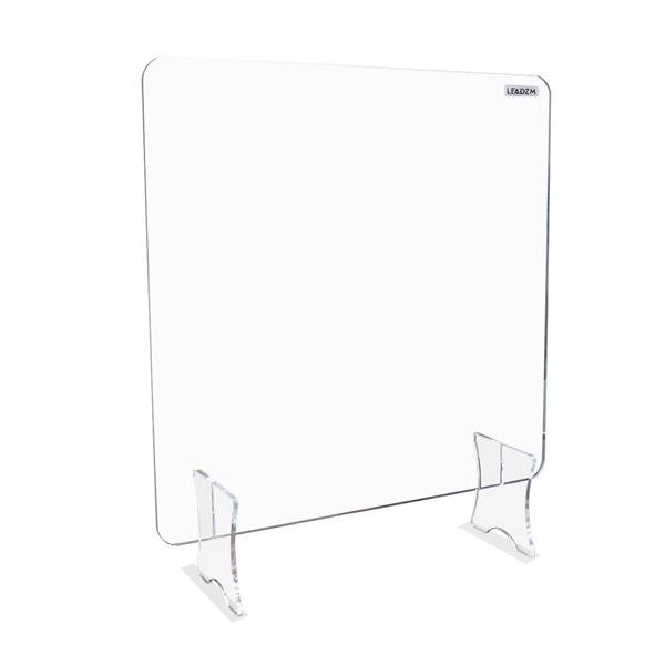 Leadzm Acrylic Removable Sneeze Guard, Clear Freestanding Protective Shield (23.6" x 23.6" x0.24")
