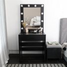 FCH Single Drawer Dresser with Light Cannon and Large Mirror Black Cold White Light