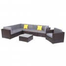 8 Pieces Patio PE Wicker Rattan Corner Sofa Set
