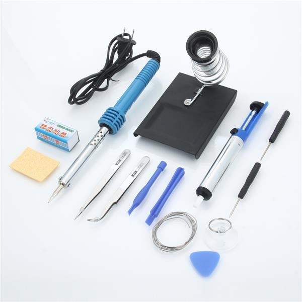 14pcs Practical Soldering Iron Pack 110V 60W (US Standard Plug) Blue & Silver