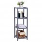 100% Bamboo Bathroom Shelf 4-Tier Multifunctional Storage Rack Shelving Unit 33 X 33 X 98cm-Grey