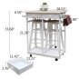 Foldable With Wooden Handle Semicircle Dining Cart With Round Stools White
