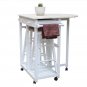 Foldable With Wooden Handle Semicircle Dining Cart With Round Stools White