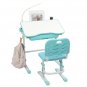 70CM Lifting Table Top Can Tilt Children Learning Table And Chair Blue-Green With Reading Desk Lamp