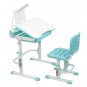 70CM Lifting Table Top Can Tilt Children Learning Table And Chair Blue-Green With Reading Desk Lamp