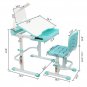 70CM Lifting Table Top Can Tilt Children Learning Table And Chair Blue-Green With Reading Desk Lamp
