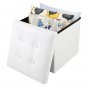 PU Leather Footstool with Leather Buckle White 38*38*38cm