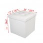 PU Leather Footstool with Leather Buckle White 38*38*38cm