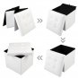 PU Leather Footstool with Leather Buckle White 38*38*38cm