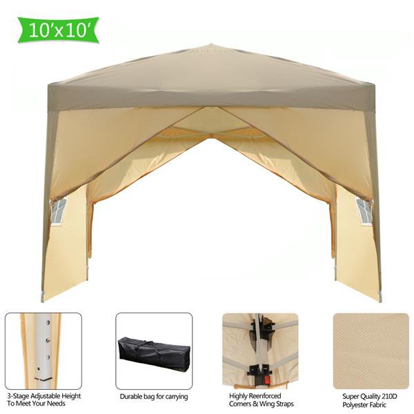 3 x 3m Two Doors & Two Windows Practical Waterproof Right-Angle Folding Tent Khaki
