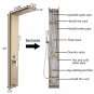 60 inch Shower Panel Tower System Stainless Steel 5 in 1 Multi-Function Shower Panel -Gold Golden