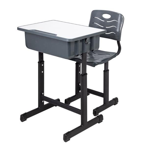 Adjustable Students Children Desk and Chairs Set Black
