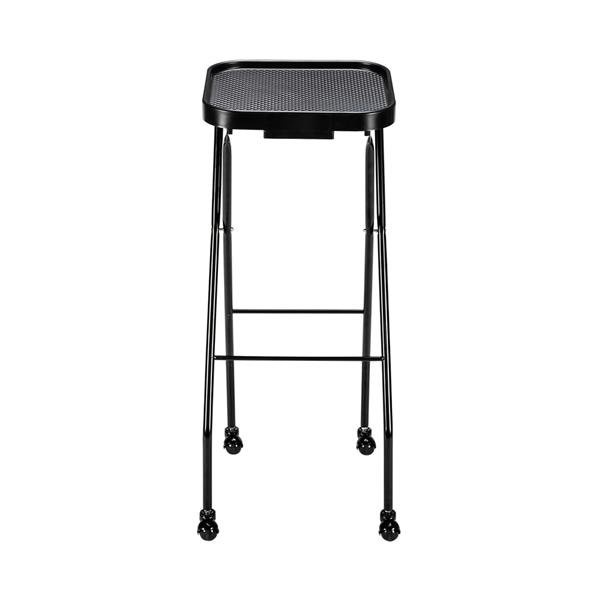 Hairdressing Folding Trolley Cart ABS Tray Iron Frame With Wheels (Iron Frame Plastic Wheels) Black