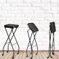Hairdressing Folding Trolley Cart ABS Tray Iron Frame With Wheels (Iron Frame Plastic Wheels) Black