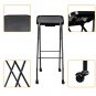 Hairdressing Folding Trolley Cart ABS Tray Iron Frame With Wheels (Iron Frame Plastic Wheels) Black