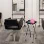 Hairdressing Folding Trolley Cart ABS Tray Iron Frame With Wheels (Iron Frame Plastic Wheels) Black