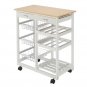 Moveable Kitchen Cart with Two Drawers & Two Wine Racks & Three Baskets White