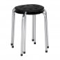 5-Piece Stackable Round Stool Black Silver