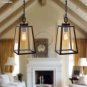 110-240V Wide Pressure American Wrought Iron Glass Chandelier E26 Interface Black Painted Length 1M