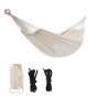 Polyester Cotton Hammock, Natural Rope 200*150Cm, With Two 2M Tie Ropes Back Bag Beige