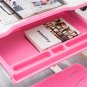 Student Desks and Chairs Set C Style White Lacquered White Surface Pink Plastic [70x38x(52-74)cm]