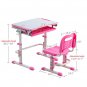Student Desks and Chairs Set C Style White Lacquered White Surface Pink Plastic [70x38x(52-74)cm]