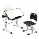 80CM Hand-cranked Lifting Top Can Tilt Children Learning Table And Chair Black With Reading Lamp
