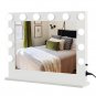 Hollywood Desktop Mirror, Makeup Mirror with Frame, 14 Bulbs-White Square Base