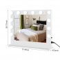 Hollywood Desktop Mirror, Makeup Mirror with Frame, 14 Bulbs-White Square Base